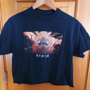 Demon Slayer Inoskue Anime Black Graphic Crop-top Medium